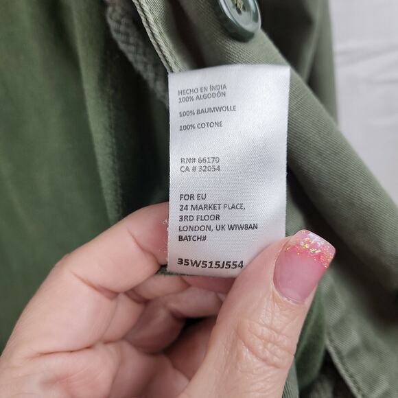 Ecote Womens Olive Cotton Long Sleeve Button Front Military Jacket Size Small - Picture 8 of 10